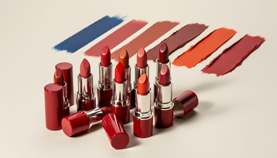 Diverse women wearing different shades of vintage red lipstick